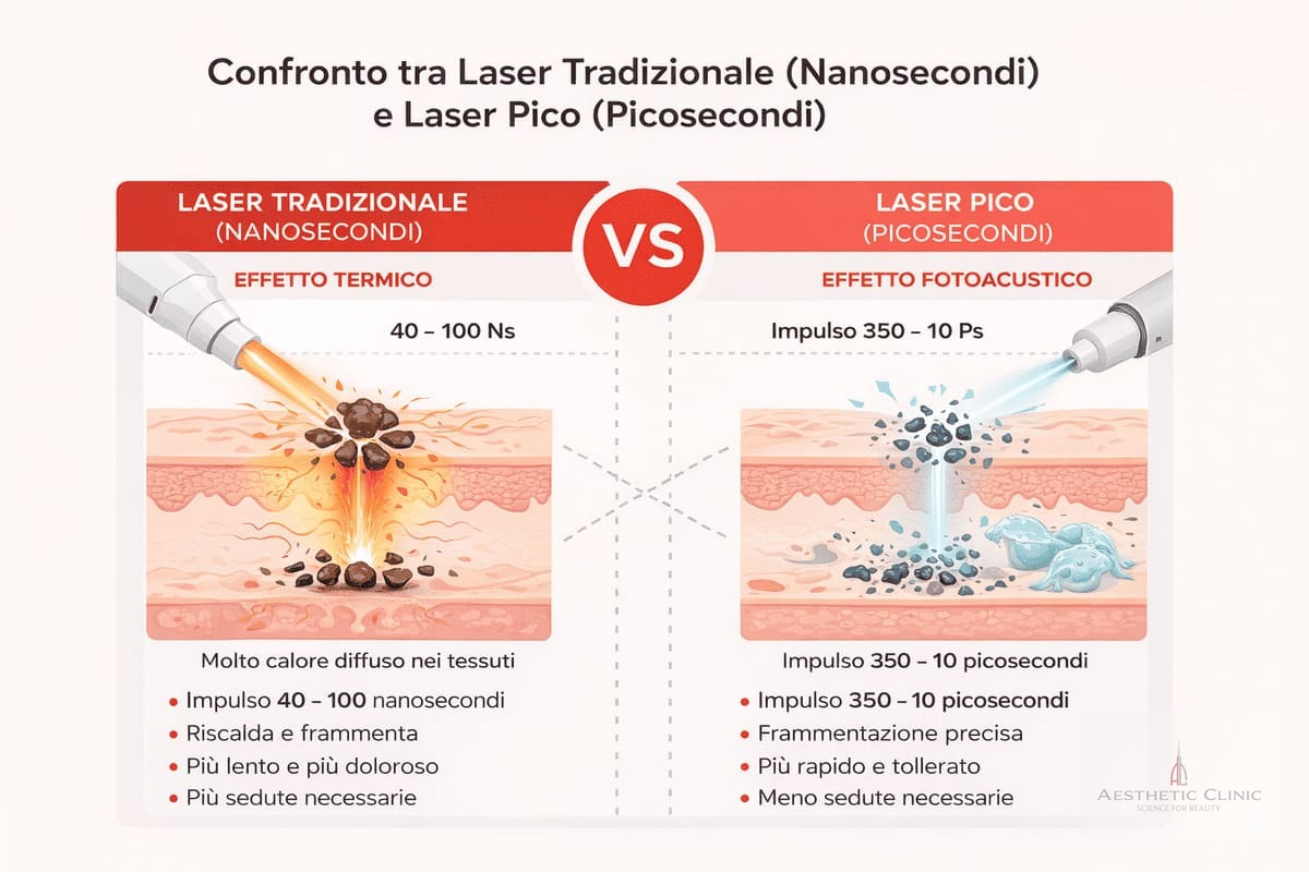 Differenza tra laser tradizionale e laser Pico: effetto termico vs effetto fotoacustico