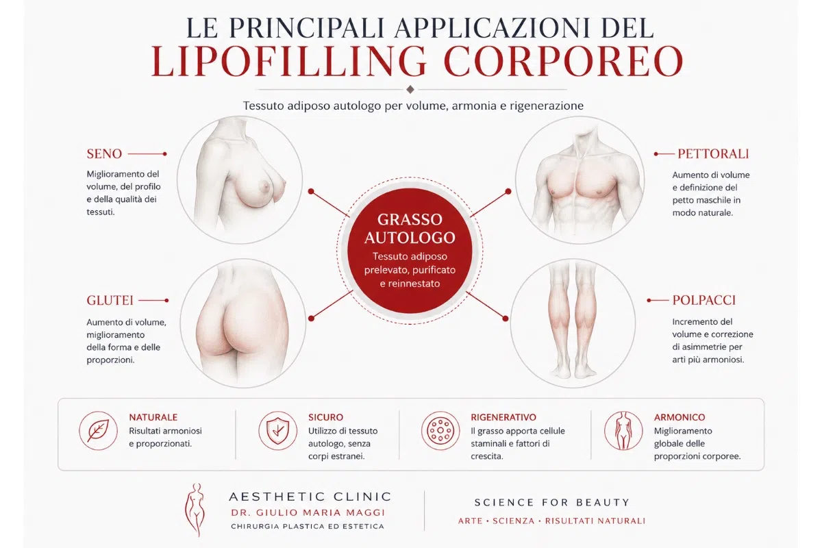 Zone del corpo trattabili con lipofilling: seno, glutei, grandi labbra, pene, pettorali e polpacci